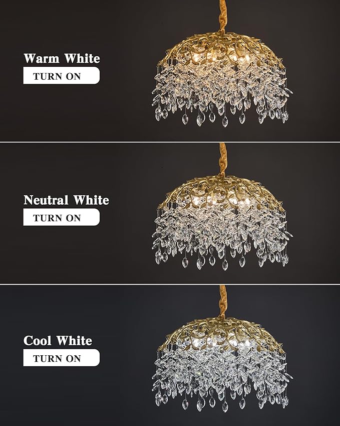 Modern Crystal Chandelier for Dining Room, 8-Light 23.62" Gold Tree Branch Chandeliers, Luxury K9 Crystal Rectangular Chandeliers for Kitchen Island Living Room
