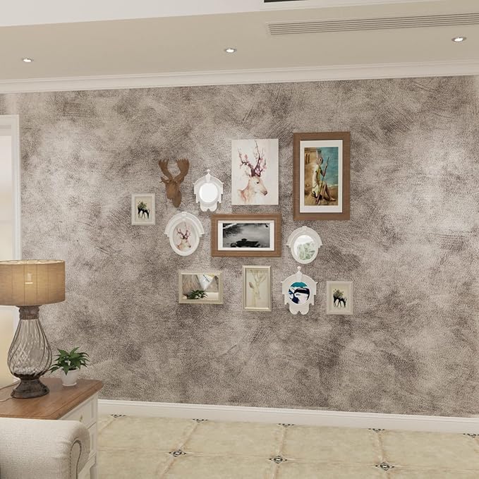 16''×354'' Grey Concrete Wallpaper Peel and Stick Contact Paper Modern White Glossy Cement Texture Waterproof Self Adhesive Easy Install Wall Covering for Basement Kitchen Furniture Apartment