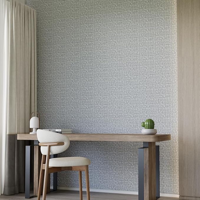 mamonhome Linen Textured PVC Peel and Stick Wallpaper, 24in X 393in Self-Adhesive Wall Paper Advanced Texture Thick Vinyl Embossed Film Wallpapers (Beige Grey)