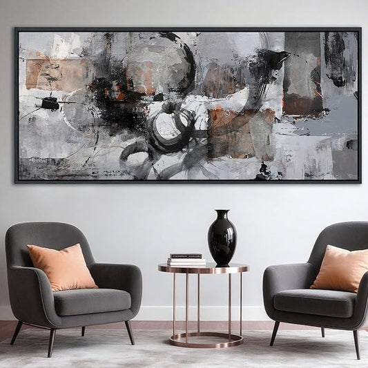 Large Abstract Black And Grey Canvas Wall Art Living Room Wall Decor Paintings Decorations Modern Wall Pictures for Bedrooms Framed Artwork for Walls