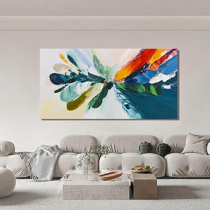 Canvas Wall Art Decor Large Wall Art Pictures For Living Room Blue White Wall Art Decor Canvas Abstract Art Colorful Abstract Wall Art Prints Art Work For Bedroom Office Kitchen Wall Decor 29" x 58"