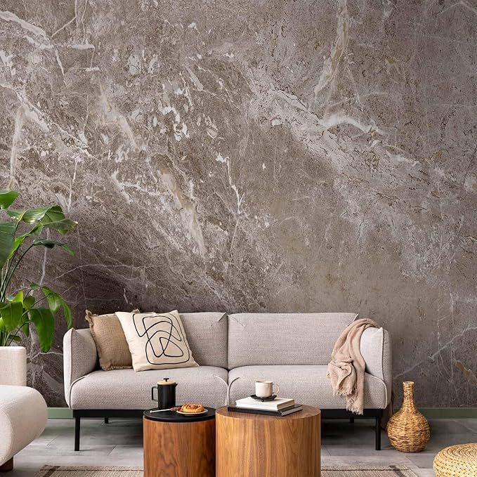artgeist Wall Mural Abstract 116x83 in - Peel and Stick Self-Adhesive Wallpaper Removable Large Sticker Foil Wall Decor Print Marble Beige Stone Wall f-B-10028-a-a