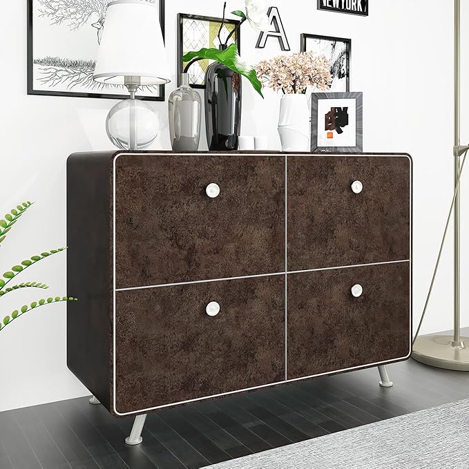 32x78in Wide Dark Brown Concrete Wallpaper Peel Stick Vintage Metal Industrial Style Wall Stickers Air Guide Slot Design Matte Thicken Self-Adhesive Waterproof Cement Contact Paper Antique Bronze Gold