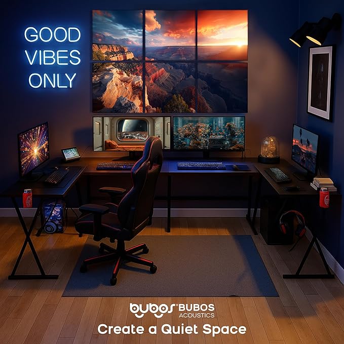 BUBOS 6 Pack Art Acoustic Panels Soundproof Wall Panel,70.8X47.2 Inches Large Sound Absorbing Panel,Self-Adhesive Decorative Acoustical Wall Panels, Acoustic Treatment for Home（Canyon Fire）