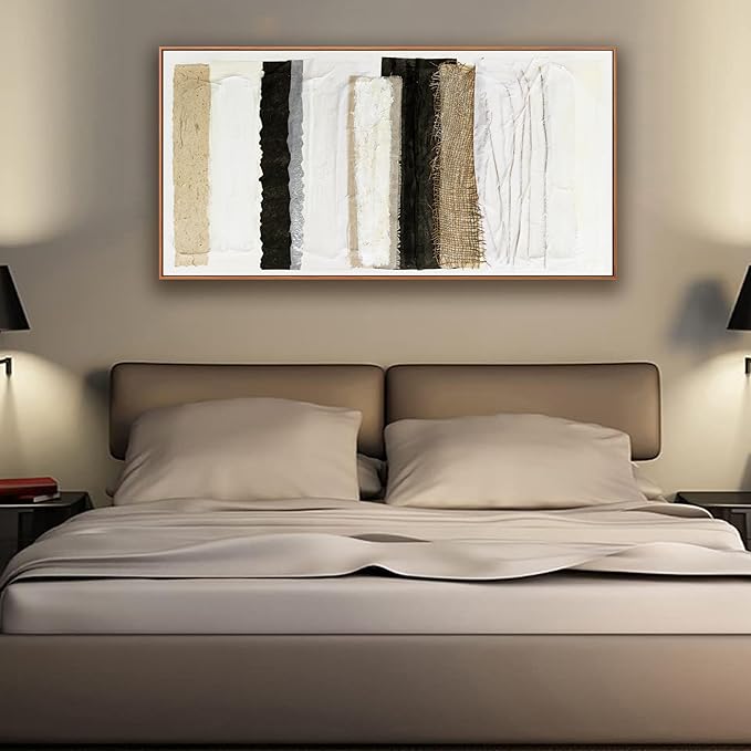 Abstract Canvas Wall Art Decor Maximalist Home paintings Decor Wall Art Prints Modern Framed Wall Decorations Multicolor Overlapping Strips Artwork 20×40 inch for Living Room Wall Bedroom Kitchen Office Decor