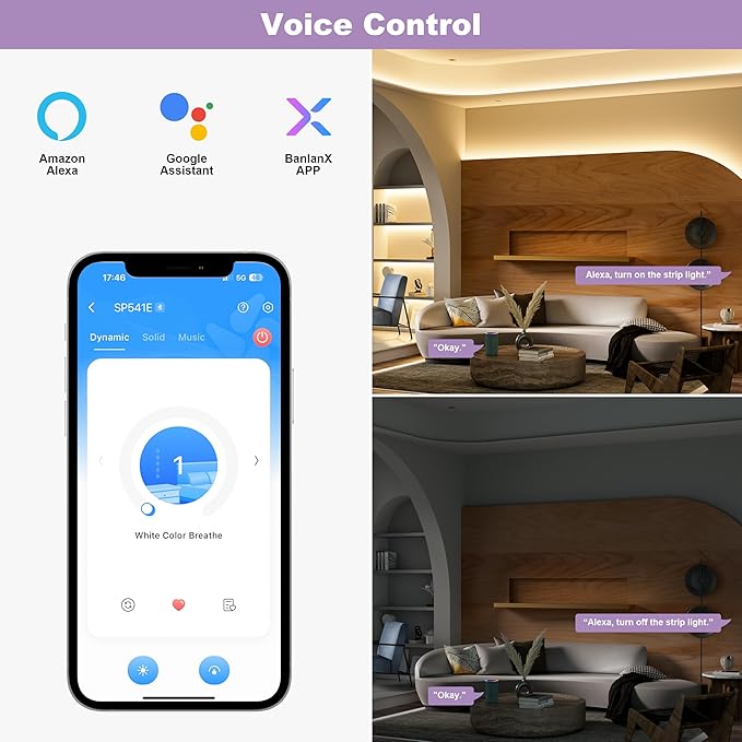MIWISE COB LED Strip Lights 65.6ft/20m,UL-Listed CRI 90+ Dimmable 3000K Warm White Super Bright,with APP Control/RF Remote,Work with Alexa/Google,for Home/Cabinet/Bedroom/Kitchen DIY Lighting Projects