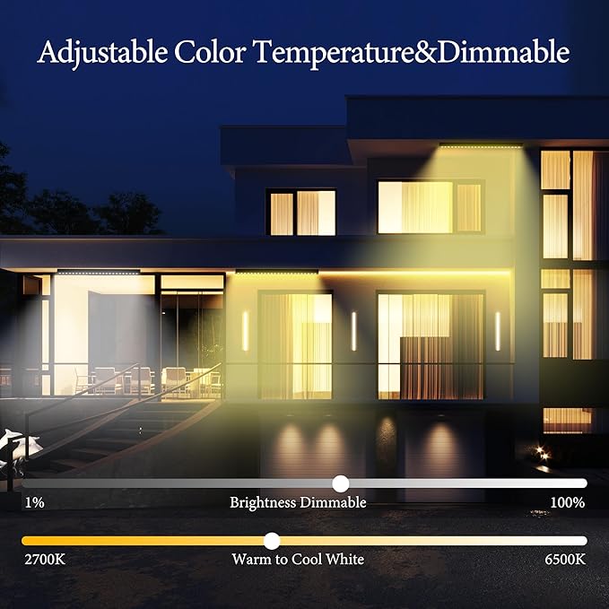 Smart Wall Washer Light 6CCT Adjustable Color Temperature & Dimmable 1%-100%, Super Bright LED Bar Light with Smart APP Control, Waterproof IP65, Timer & Remote for Indoor/Outdoor Decor