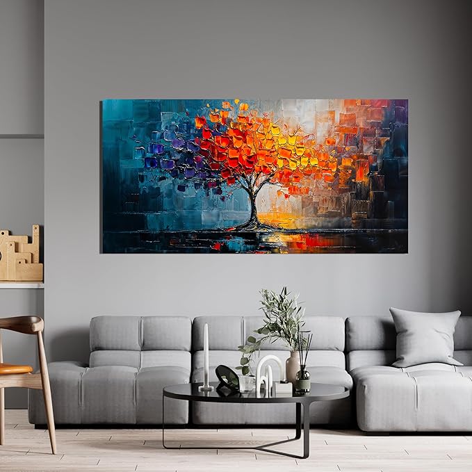 Canvas Wall Art Decor Tree of Life Wall Art Modern Wall Art Pictures for Living Room Colorful Wall Art Prints Canvas Art Wall Decor Large Artwork for Walls Kitchen Bedroom Office Decor 24" X 48"