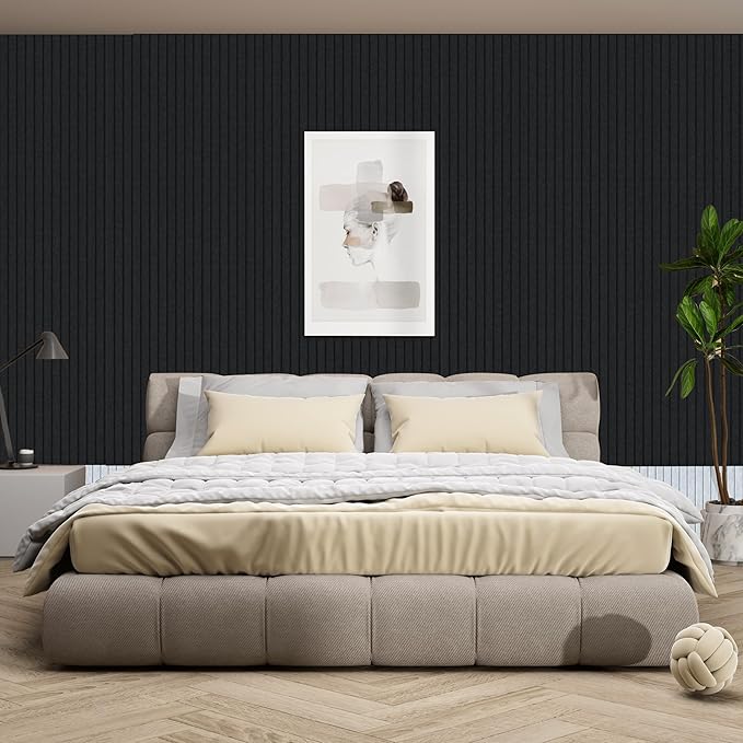 5 Pack Acoustic Panels, 48 x 24x 0.4 Inch Sound Proof Panels for Walls, Premium Wall Sound Absorbing Panels, Decorative Sound Dampening Panels for Media Room, Office and Studio,Black