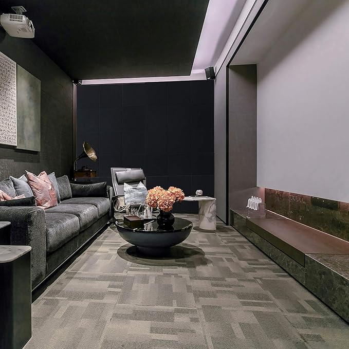 18 Pack Black Acoustic Panels 12"X12"X 0.4"Sound Absorbing Panel Wall Decoration Soundproof Wall Panels High-Density Sound Deadening Panels Acoustic Treatment Panel For Home Studio