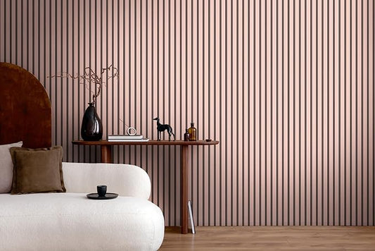 A.S. Création Non-Woven Wallpaper with Wall Panel Motif 0,53 x 10,05 m - Pink Black - Wood Look Wallpaper Made in Germany - 786281