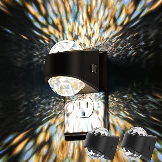 Night Light Plug into Wall, Color Changing Night Light, 3CCT Diamond Design with Galaxy Star Projector, Dusk to Dawn Sensor for Bathroom Bedroom Gaming Room Decor Gift,2 Pack