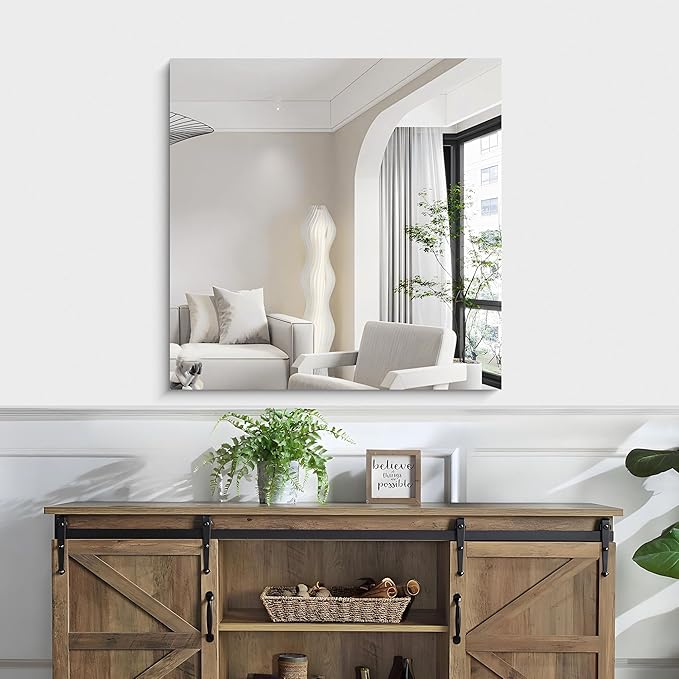 KOCUUY Frameless Mirror, 30"x30" Square Rectangle Bathroom Mirror for Over Sink, Upgraded Shatterproof Unframed Design for Bedroom, Living Room, Entryway