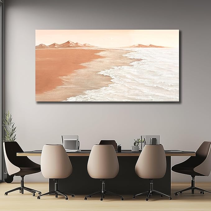 Belmrxne Beach Wall Art Brown and White Wall Decor Funky Artwork Nature Canvas Painting Artwork for Living Room Bedroom Dining Room Office Home Decor 20x40 Inch