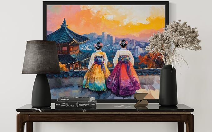South Korea Art Print Poster, Asia Oriental Countries Culture Wall Art Asian Paintings for Bedroom Bathroom Living Room Decor 97 (South Korea, 11 x 14 inches, Black Frame)