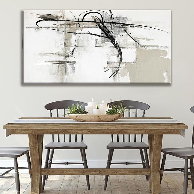 Abstract Wall Art Modern Wall Canvas Decorations Maximalist Black Line Canvas Wall Art Decor Prints Minimalist Large Artwork For Living Room Wall Bedroom Kitchen Office Home Wall Artwork 29"×58"