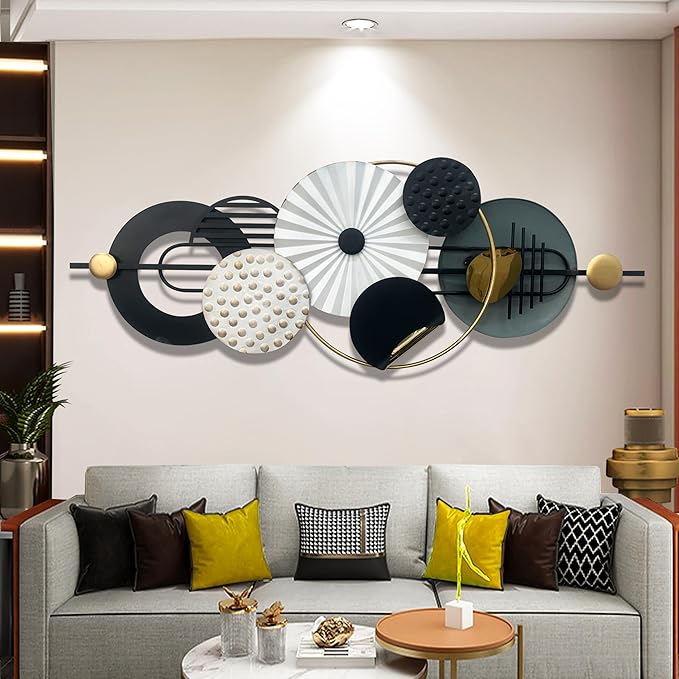 Large Metal Wall Decor Modern Metal Wall Art 3D Wall Sculptures Handmade Wall Hanging Decoration for Living Room Dinning Room Bathroom Entryway Kitchen Office (59''Lx23''W)