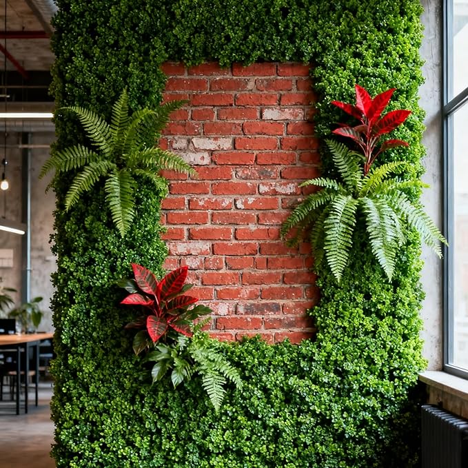 JEUIHAU 20 PCS 10x10 Inch Artificial Grass Wall Panels, Boxwood Hedge Privacy Screen for Indoor Outdoor Wedding Venue, Business Space, Garden Balcony Party Decor