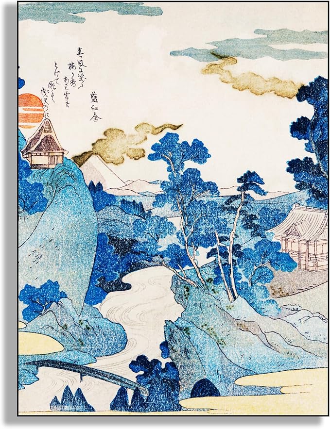 OKRA Utagawa Kuniyoshi Canvas Wall Art Mount Fuji Night View Poses Poster Japanese Ukiyo-E Woodcut Art Animal Nature Landscape Poster Japanese Classic Wall Decor Unframed 16×24in/40×60cm