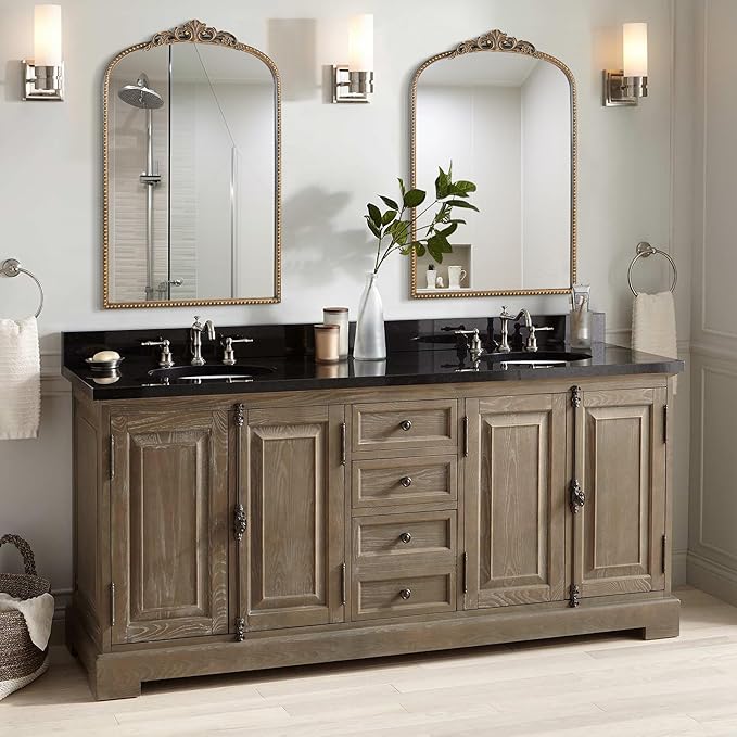 Micasso Ornate Antique Gold Mirror: 24"x 36" French Baroque Arched Mirror - Traditional Vintage Mirrors for Wall/Mantel/Entryway/Bathroom/Hallway - Home Decor for Living Room