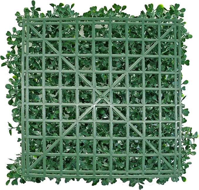 10"x10" 24Pcs Artificial Boxwood Hedge Panels UV Resistant Faux Greenery Wall Green Grass Wall Backdrop for Indoor Outdoor Decor Garden Patio