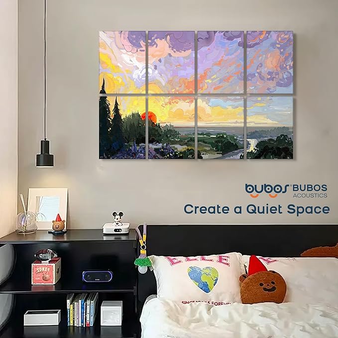 BUBOS 8 Pack Art Acoustic Panels Soundproof Wall Panel,47.2X31.4 Inches Sound Absorbing Panel,Self-Adhesive Decorative Acoustical Wall Panels, Acoustic Treatment for Ceiling Home Office(Oil Painting)