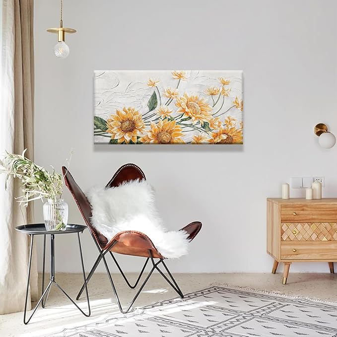 Canvas Art Wall Decor Print Paintings Sunflower Wall Art Prints Pictures Decor Ready To Hang Pictures For Bedroom Bathroom And Office Kitchen Home Decor Artwork 20"×40"