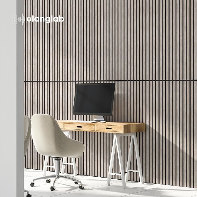 Olanglab Wood Veneer Acoustic Wall Panels 6 Pack, 23.6"×47.2" Sound Absorbing Wall Panels for Interior Wall Decor, Light Walnut