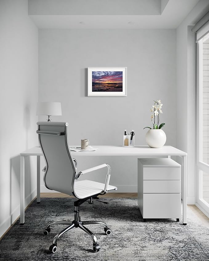 Oriental Beauty: Stunning Feng Shui Landscape Wall Art Prints for Home Decor in 3 Sizes (Serene Sunset Over a Coastal Fishing Village, 12" x 18")