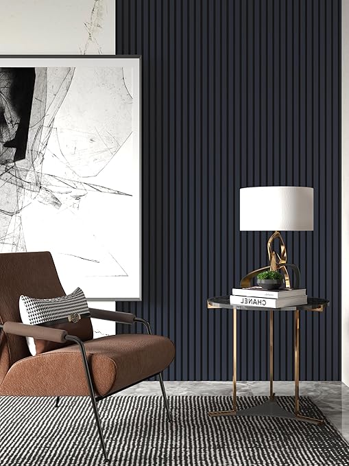 94" x 24" Acoustic Wood Slat Wall Panels – Modern Decorative Soundproof Panels for Walls & Ceilings, Premium Noise-Reducing Wood Paneling for Home & Office (Set of 10) (Dark Blue)
