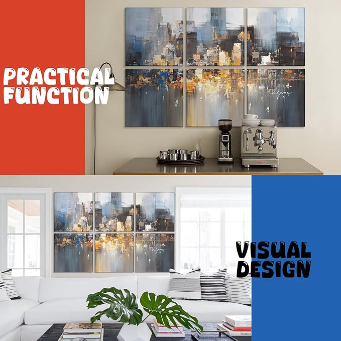 Art Acoustic Panels, 72"x48"x0.4" Sound Absorbing Panels,Better Sound Panels than Soundproof Foam,Self adhesive Soundproof Wall Panels for Recording Studio, Abstract city