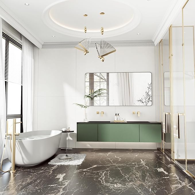 Black Bathroom Mirror 60X30 Inch Bathroom Vanity Mirror for Wall, Metal Frame Large Mirror, Tempered Glass, Modern Wall Mirror for Bathroom, Farmhouse, Horizontally or Vertically Hanging