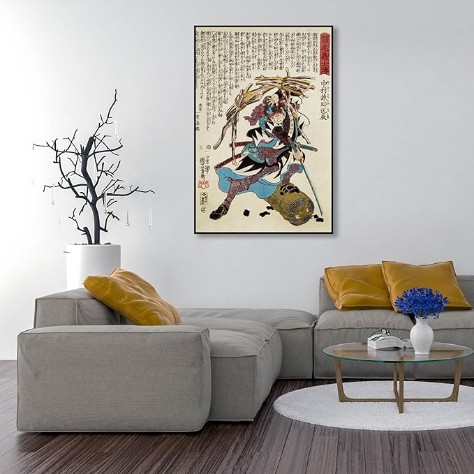 OKRA Utagawa Kuniyoshi Canvas Wall Art Kansuke Nakamura Poses Poster Japanese Ukiyo-E Woodcut Art Animal Nature Landscape Poster Japanese Classic Wall Decor Unframed 12×18in/30×45cm