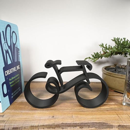 Bicycle & Cyclist Sculpture – Minimalist Decorative Accent for Cycling Enthusiasts & Modern Home Decor | Collectible Design (Urban Cruiser Matte Black)