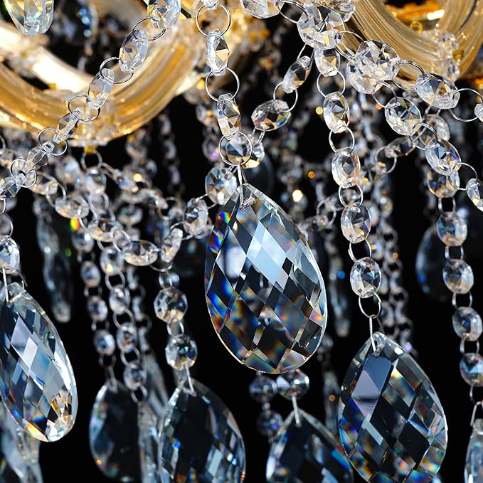 Luxury Maria Theresa Chandelier Light Fixture Modern Gold 8-Light Crystal Chandelier for Bedroom, Dining Room, Living Room, W23.6*H22 with Adjustable Chain