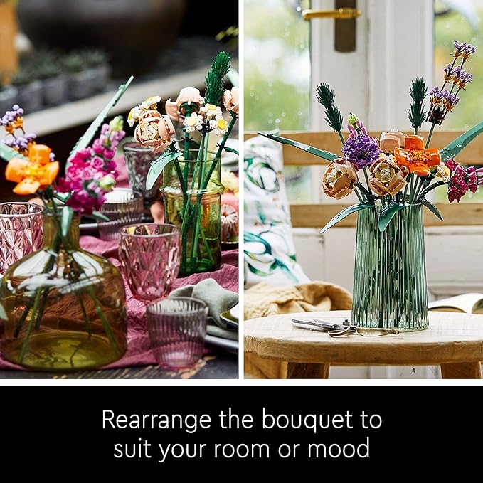 LEGO Botanicals Flower Bouquet Building Set - Artificial Flowers for Decoration for Home and Display, Ages 18+ - Small Fake Flowers for Table, Desk, Office - Gift for Birthdays - 10280