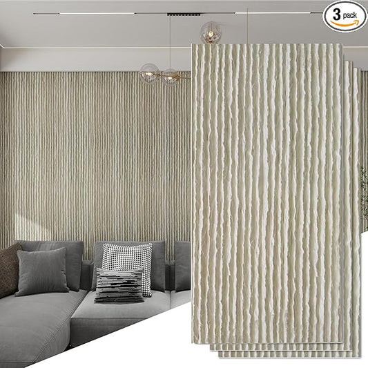 KASARO 3D Panels for Interior Wall Decor, Faux Stone PU Panel, Decorative Textured Flowstone Wall Covering Panels, 47.24" x 23.62" Waterproof, Bedroom Hotel Office Shop, White, 3 Pack
