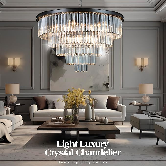 Luxury Modern Crystal Chandeliers Lighting Contemporary Pendant Chandelier Ceiling Lamp Lights Fixture 5-Tier (10 Lights) for Dining Room Living Room Hotel