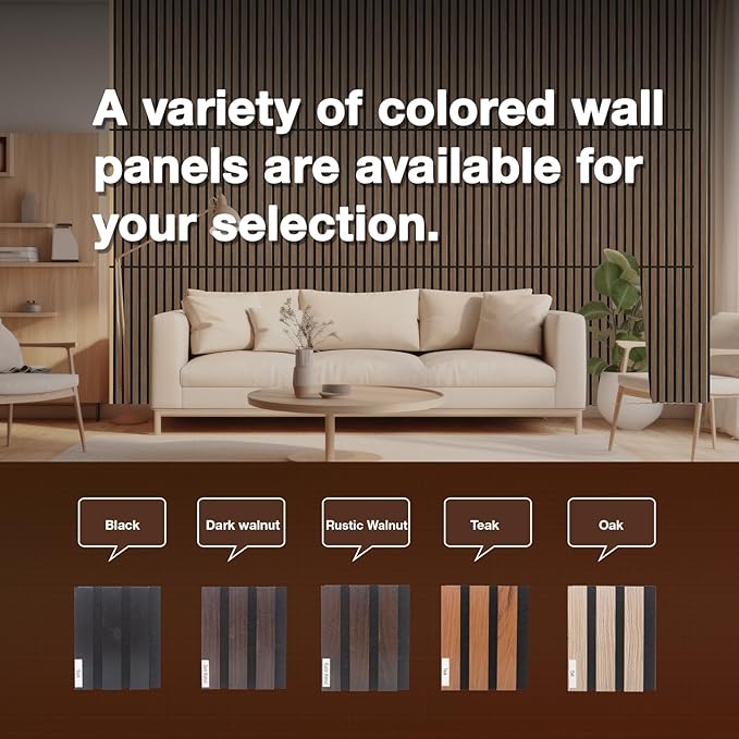 NeatiEase Wood Panels for Wall Color Samples Pack, Soundproof Wood Slat Wall Panel for Interior Wall Decor Noise Cancelling