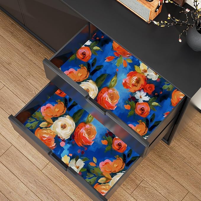 Blue Watercolor Wallpaper Peel and Stick Bright Colorful Contact Paper Renter Friendly Wall Paper for Accent Wall Closet Shelf Liner Backslpash Removable Modern 17.5 x 118In