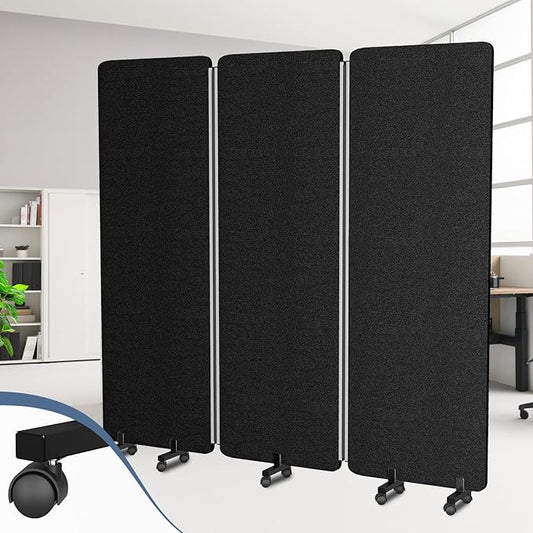 Acoustic Room Divider Privacy Panel with Wheels, 3 Panel Soundproof Room Divider (Aluminum Frame) for Room Partition, Folding Room Dividers Separation Office Cubicle Wall Sound Proof Partition Divider