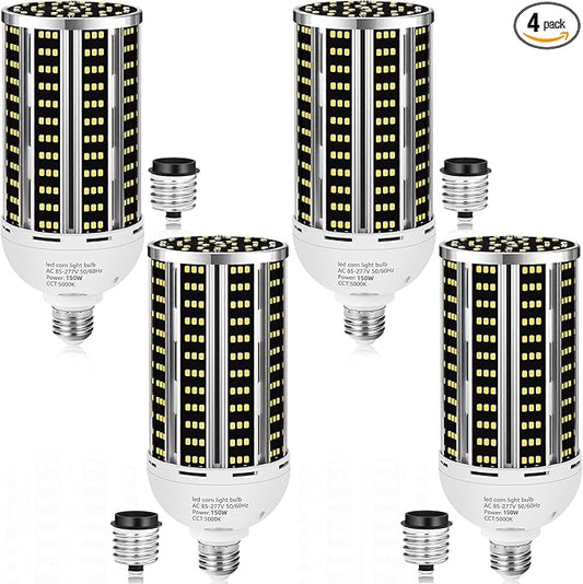 150W 4 pack LED Corn Light Bulb(1500W Equivalent ) ,Commercial Grade DayLight 5000K E26/E39 22900LM Medium Mogul Base LED Lamp,Large Area Lights For Outdoor Indoor Garage Warehouse Factory Bay Light
