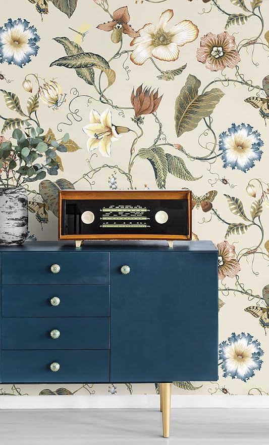 NextWall Summer Garden Floral Peel and Stick Wallpaper (Alabaster)
