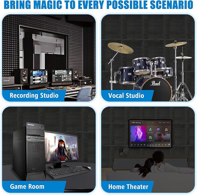 2 Pack Acoustic Panels,48X24X2 Inches Egg Crate Foam soundproof wall panels,sound proof foam panels for walls, noise dampening panels,Sound Panels, Studio Foam for Wall and Ceiling