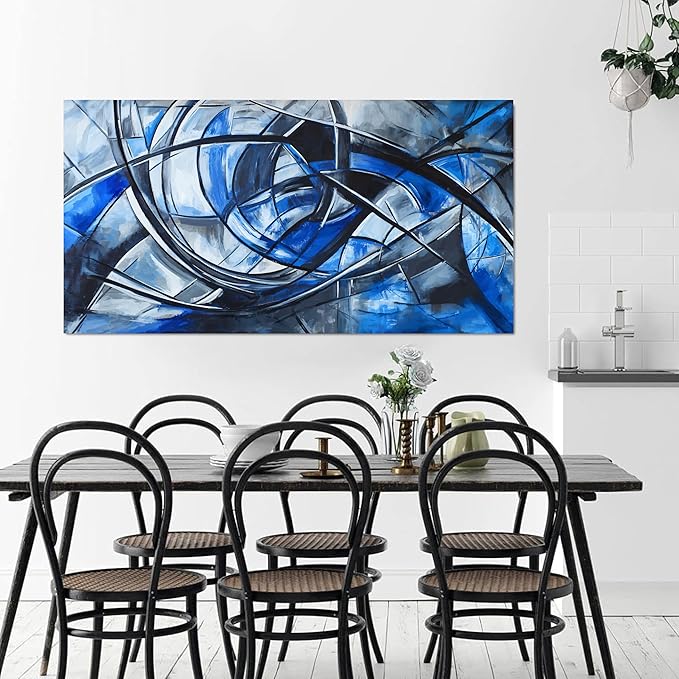 Abstract Wall Art Decor Wall Art Pictures for Living Room Abstract Canvas Art Wall Decor Modern Blue Wall Art Prints Artwork for Walls Black and White Wall Art Decorations Home Office Decor 20" X 40"