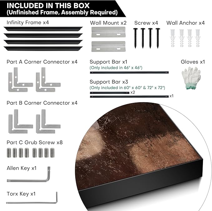 46"x46" XL Framed Wall Art - Rustic Earthy Brown and Beige (Frame Assembly Required)