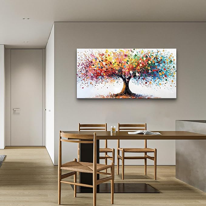 Lapremoly Abstract Wall Decorations For Living Room Framed Canvas Wall Art For Office Colorful Tree Landscape Wall Paintings Bedroom Home Decorations Modern Prints Posters Mural Artwork 20"X40"