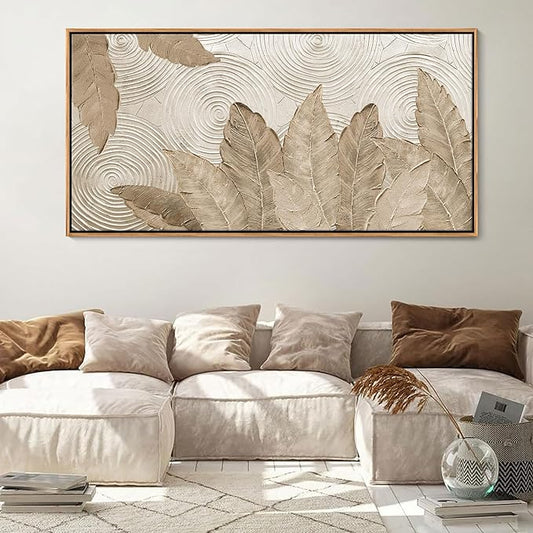 Minimalist & Modern Art for Bedroom Decor Framed Abstract Artwork for Walls Neutral & Contemporary Beige Wall art - Artwork for Living Room and Boho Style Large Abstract Wall Art 20×40IN