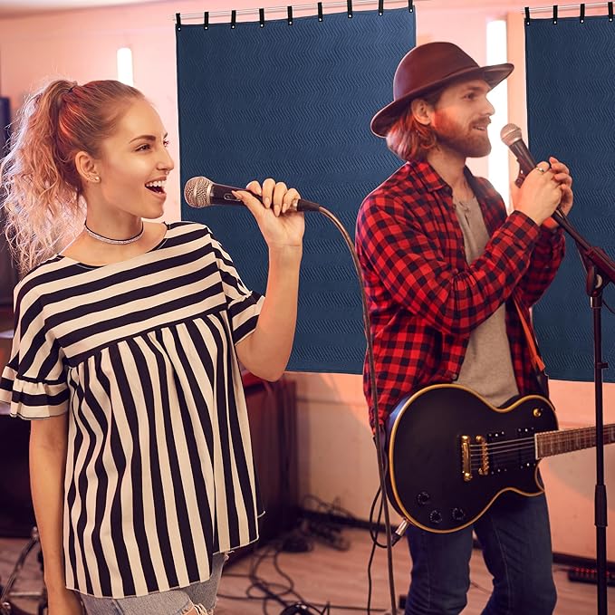 MABOZOO Studio Sound Blanket, 96x80 Large Soundproof Blanket with Grommets, Heavy Duty Sound Dampening Noise Reducing Divider for Workshop, Basement, Laundry, Acoustic (Black)