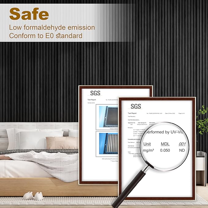 Acoustic Wood Wall Panels, 2-PC 94.49 x 12.6 in Soundproof Wood Wall Panels for Decor, Wood Slat Wall Panels for Wall Decor, Natural Black